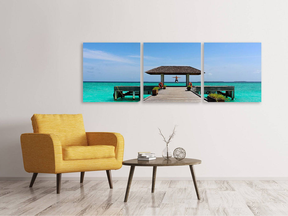 Tableau sur toile panoramique en 3 parties Liberté au bord de la mer