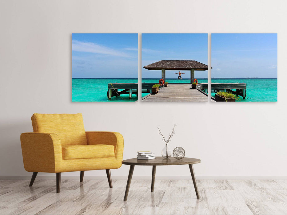 Tableau sur toile panoramique en 3 parties Liberté au bord de la mer