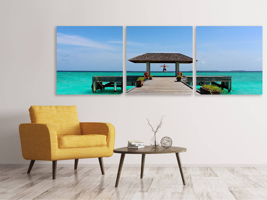 Tableau sur toile panoramique en 3 parties Liberté au bord de la mer