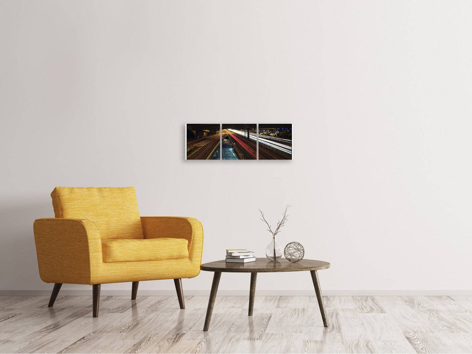 Panoramic 3-piece canvas picture The Light Paths