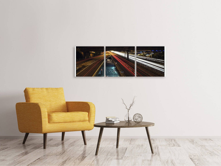 Panoramic 3-piece canvas picture The Light Paths