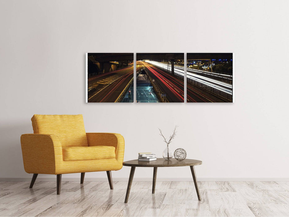 Panoramic 3-piece canvas picture The Light Paths