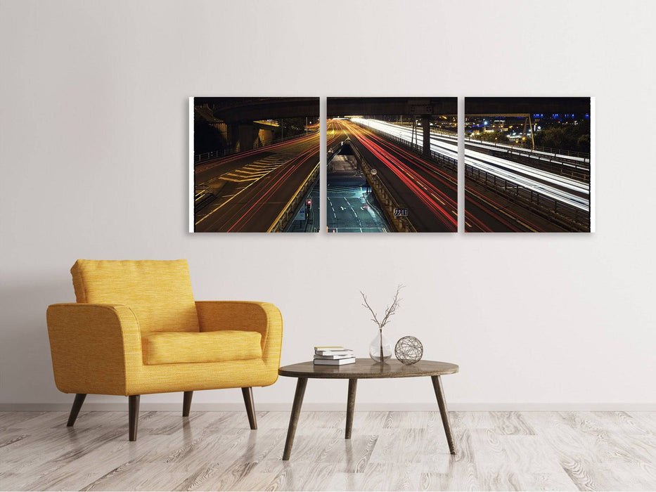 Panoramic 3-piece canvas picture The Light Paths