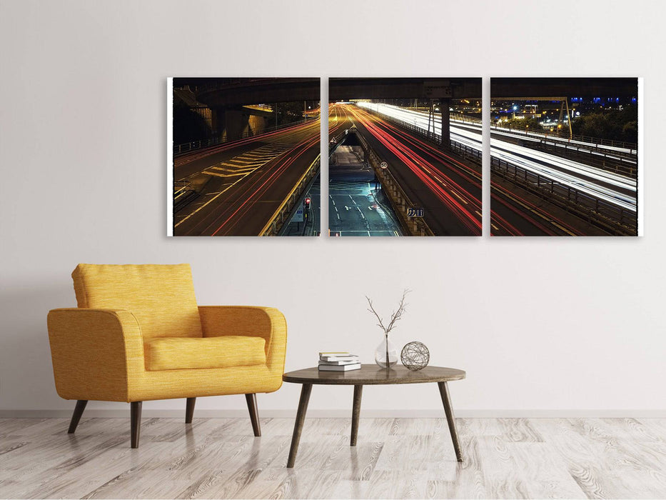 Panoramic 3-piece canvas picture The Light Paths