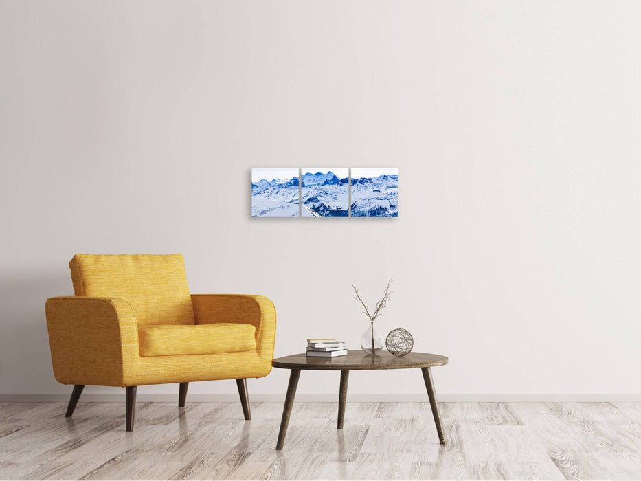 Panorama 3-piece canvas picture The Swiss Alps