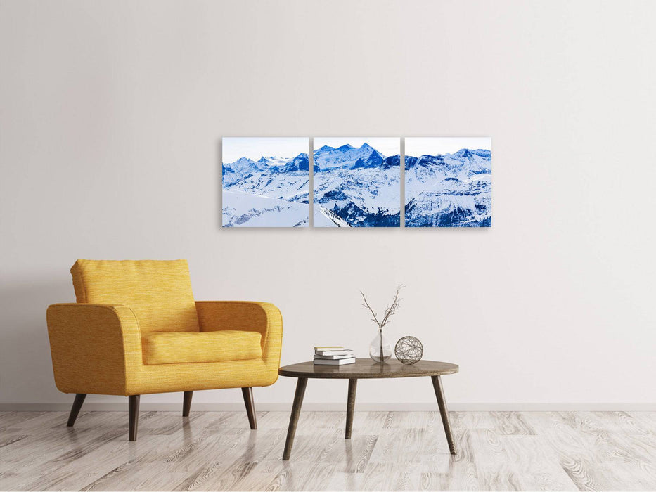 Panorama 3-piece canvas picture The Swiss Alps