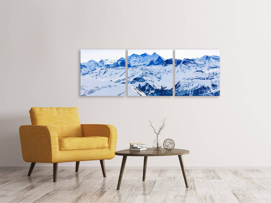 Panorama 3-piece canvas picture The Swiss Alps