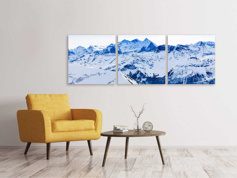 Panorama 3-piece canvas picture The Swiss Alps