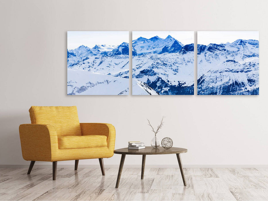 Panorama 3-piece canvas picture The Swiss Alps