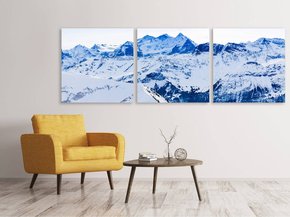 Panorama 3-piece canvas picture The Swiss Alps