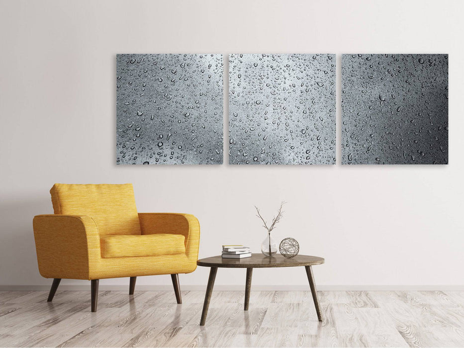 Panoramic 3-Piece Canvas Print Dark raindrops on the wall