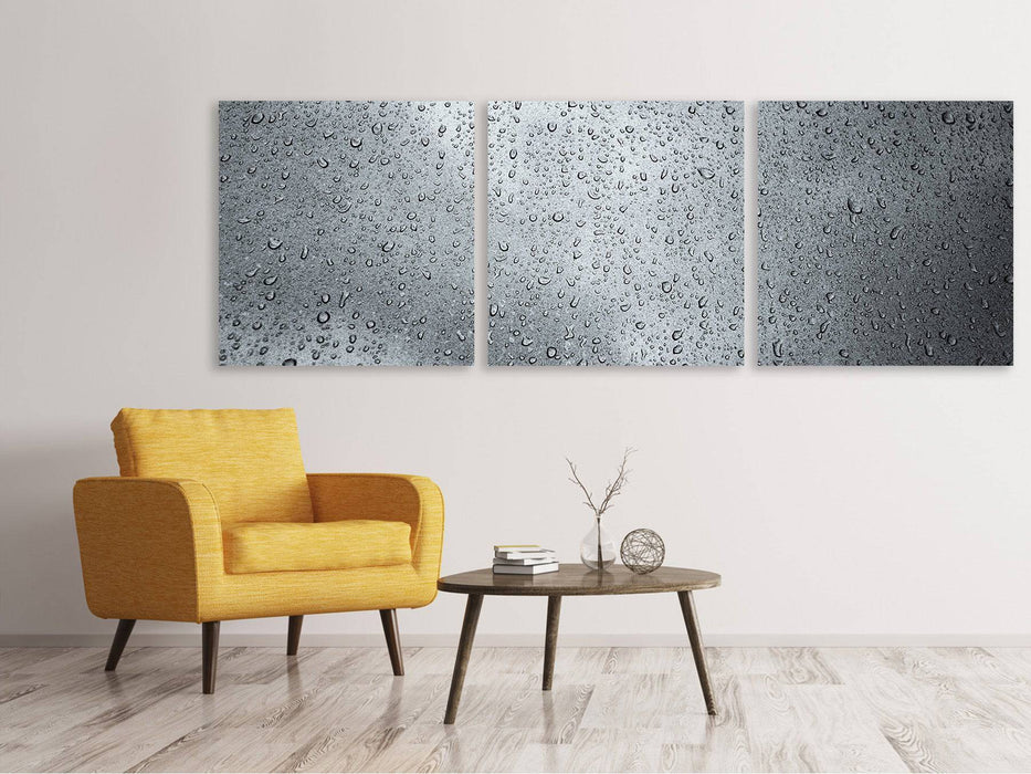 Panoramic 3-Piece Canvas Print Dark raindrops on the wall