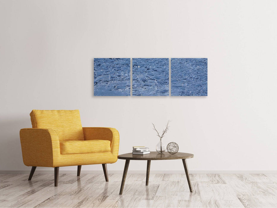 Panoramic 3-piece canvas picture Ice on the lake