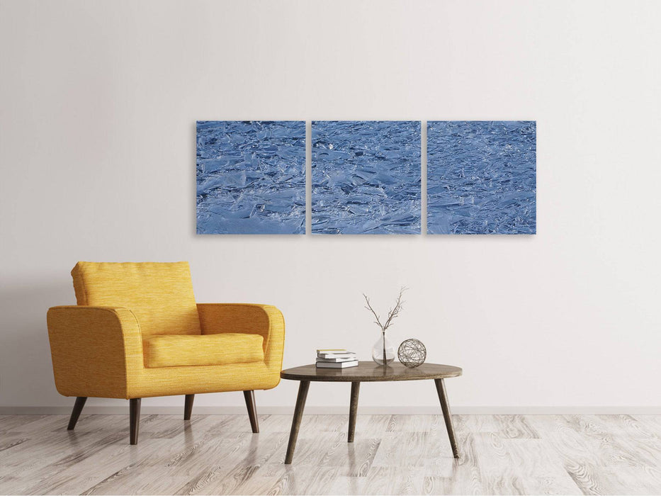 Panoramic 3-piece canvas picture Ice on the lake