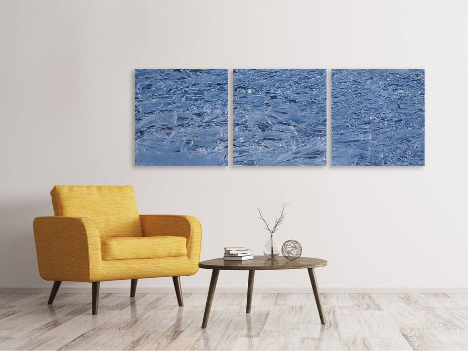 Panoramic 3-piece canvas picture Ice on the lake