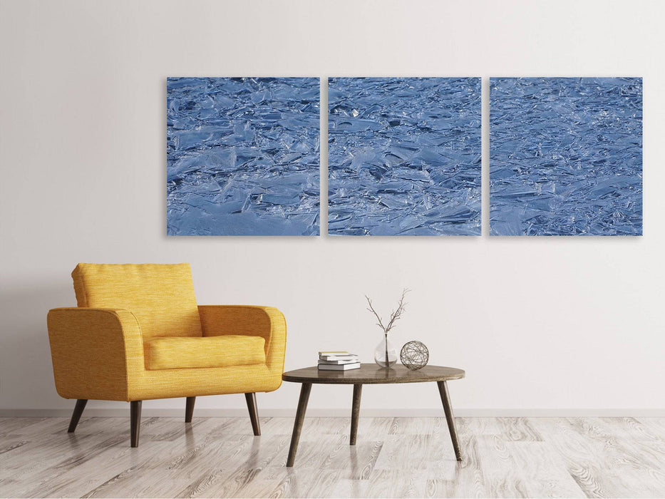 Panoramic 3-piece canvas picture Ice on the lake