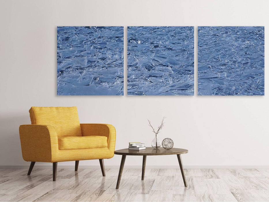 Panoramic 3-piece canvas picture Ice on the lake