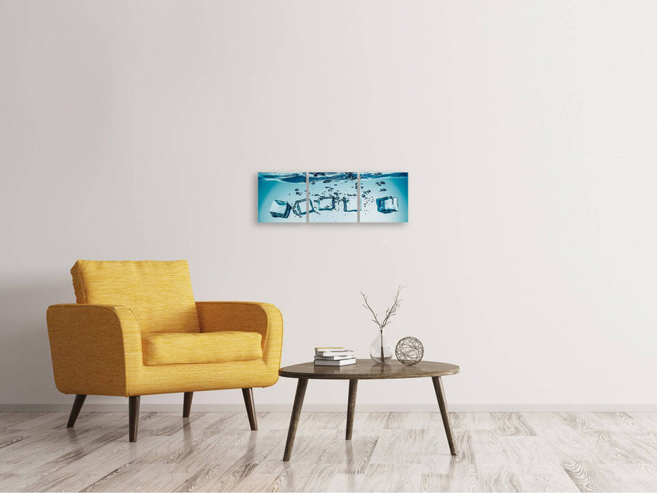 Panoramic 3-piece canvas picture ice cube quadro