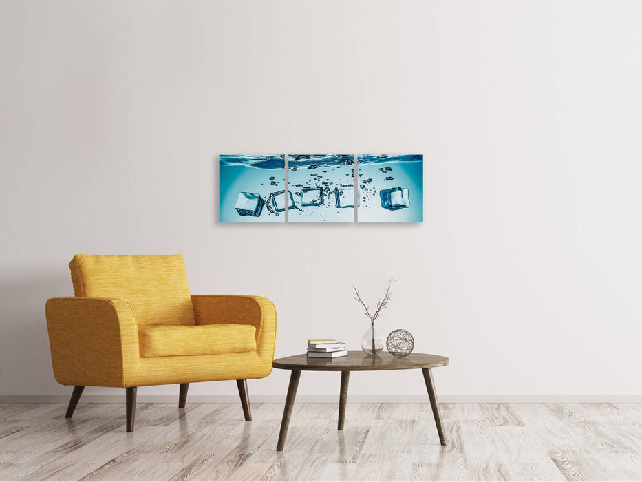 Panoramic 3-piece canvas picture ice cube quadro