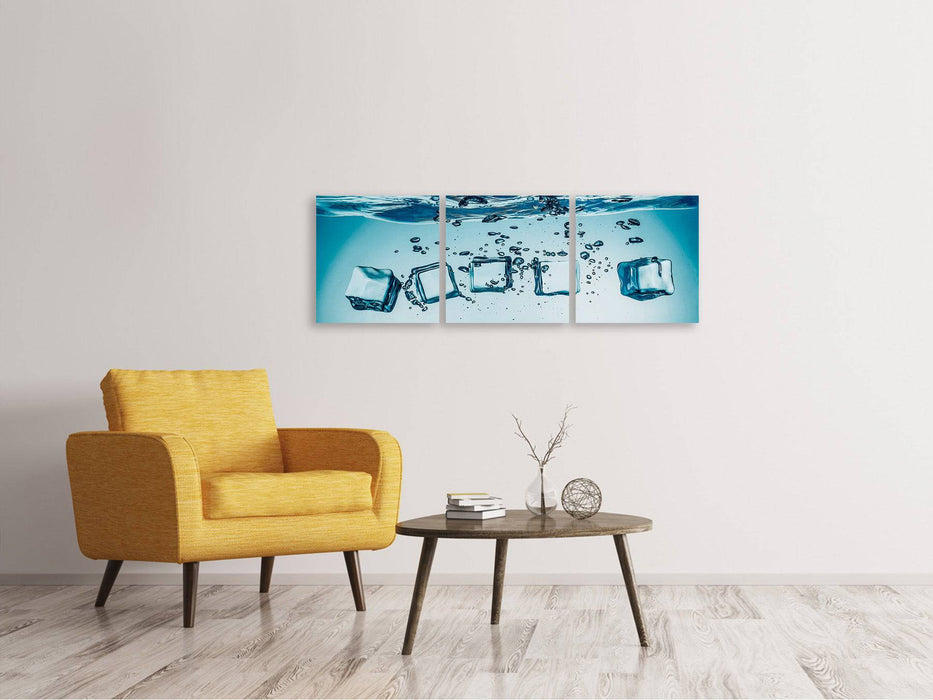 Panoramic 3-piece canvas picture ice cube quadro