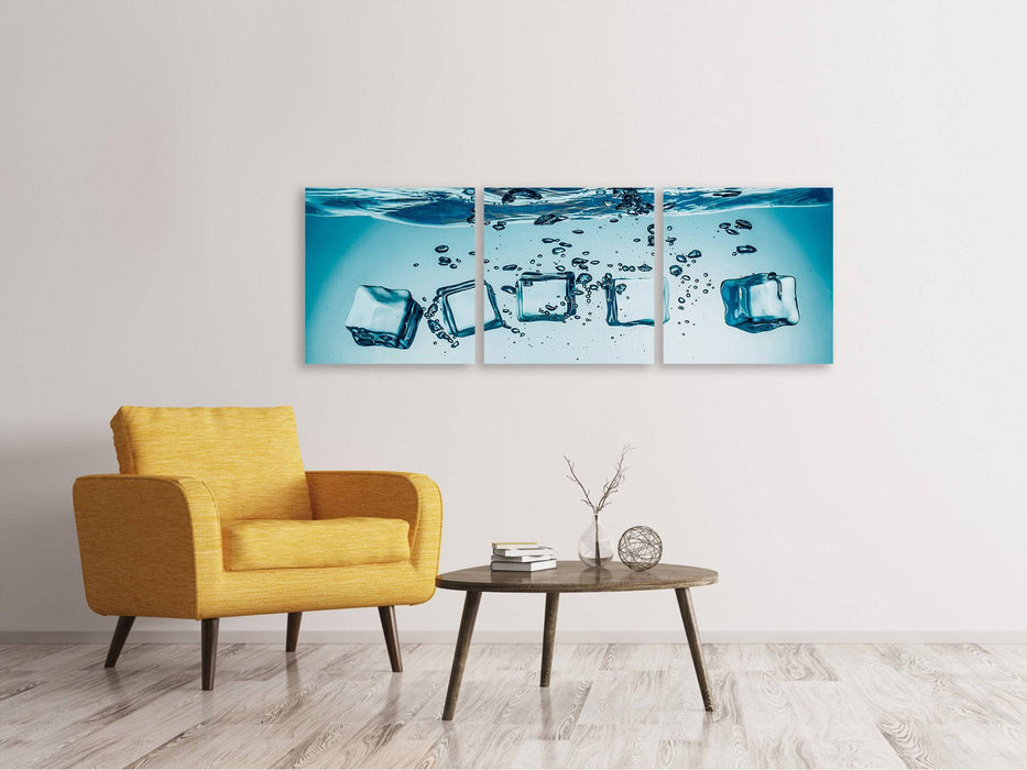 Panoramic 3-piece canvas picture ice cube quadro