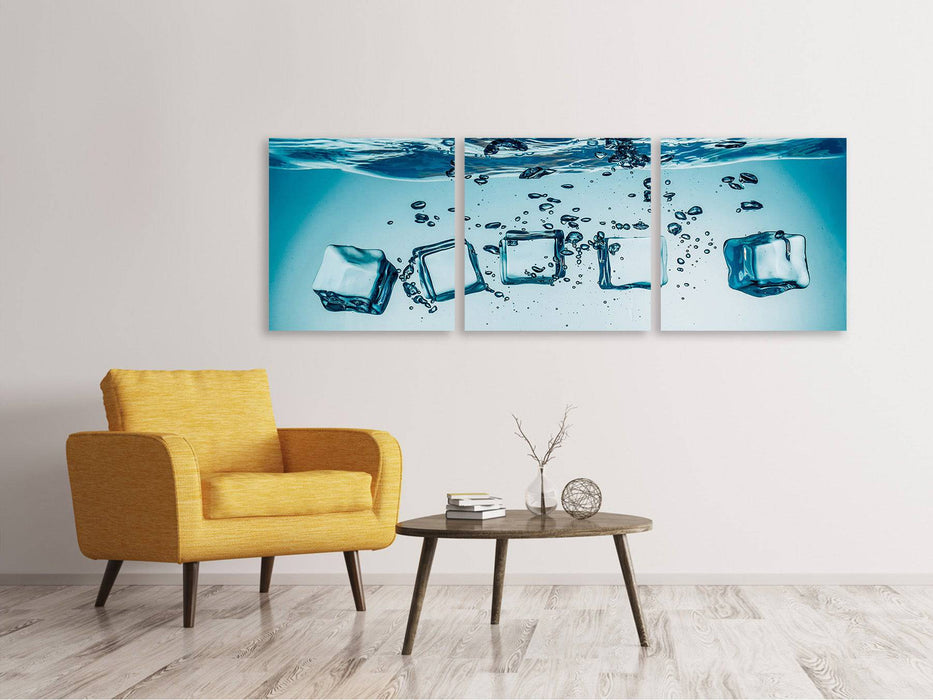 Panoramic 3-piece canvas picture ice cube quadro