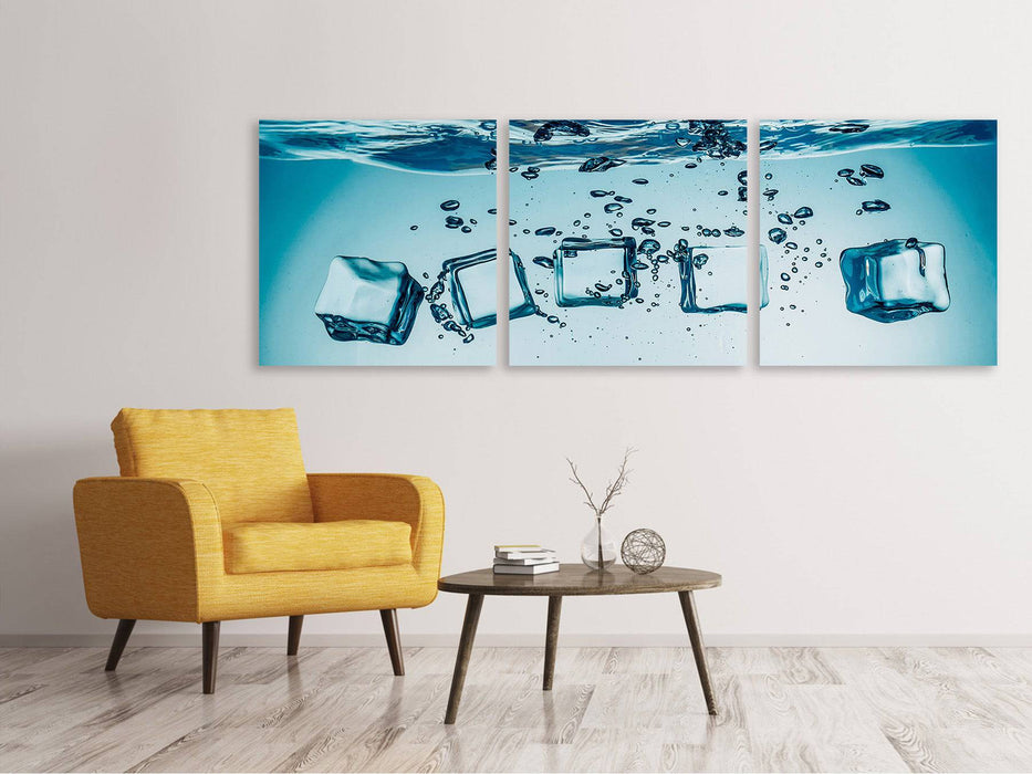 Panoramic 3-piece canvas picture ice cube quadro