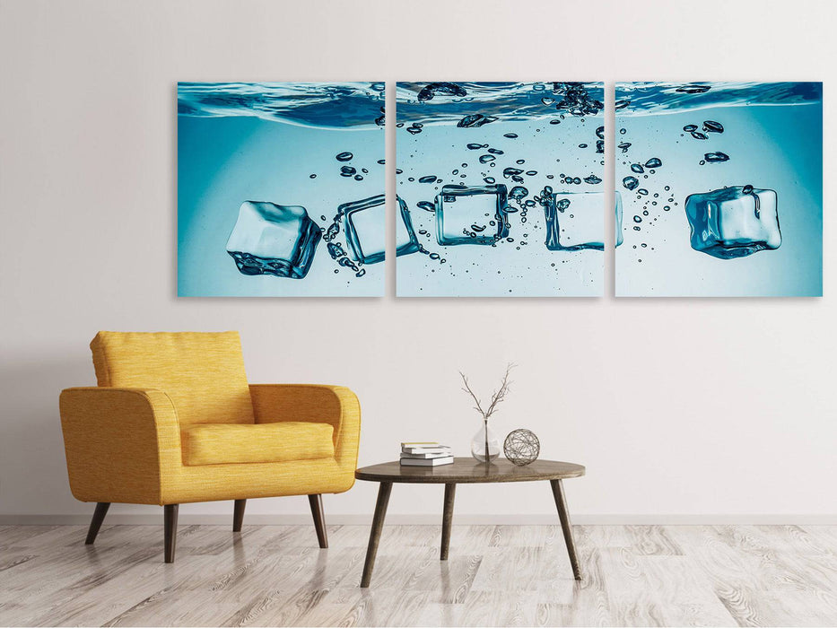 Panoramic 3-piece canvas picture ice cube quadro