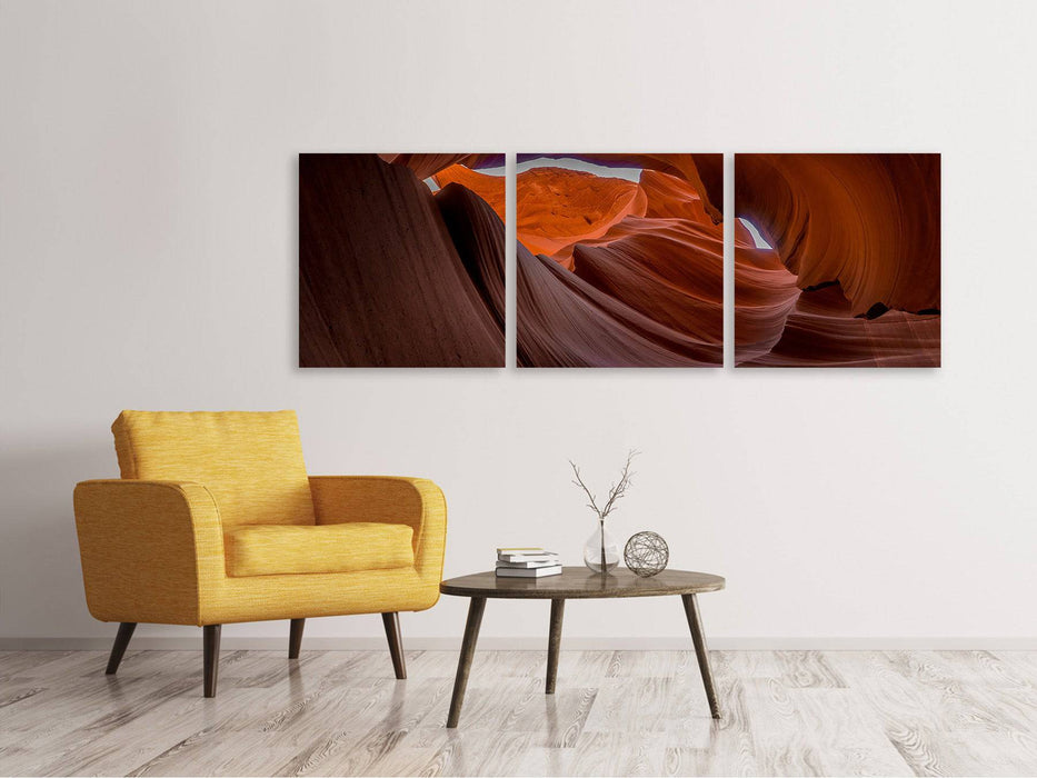 Tableau sur toile panoramique en 3 parties Fantastic Antelope Canyon