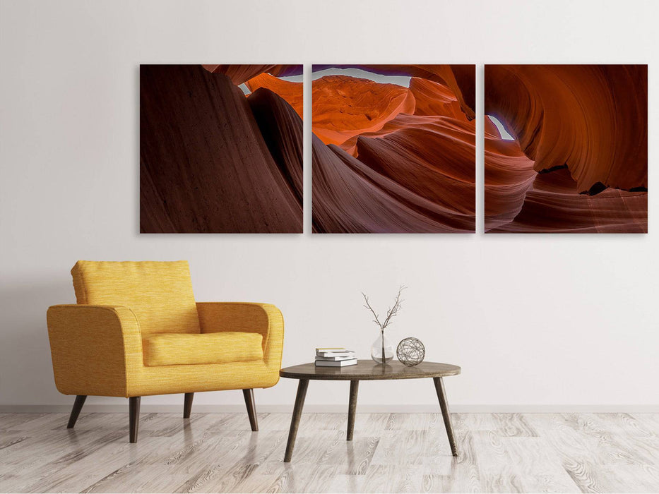 Tableau sur toile panoramique en 3 parties Fantastic Antelope Canyon