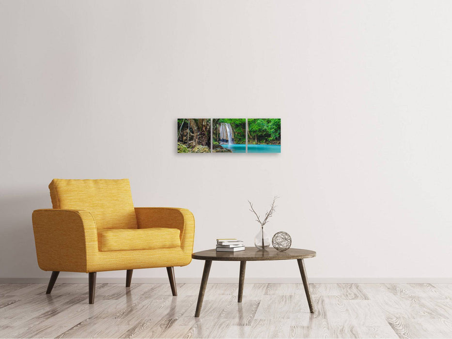 Panoramic 3-piece canvas picture of rivers