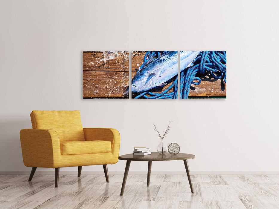 Tableau sur toile panoramique en 3 parties Poisson fraîchement pêché