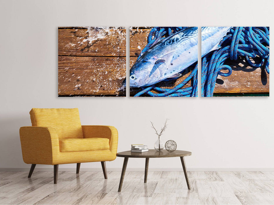 Tableau sur toile panoramique en 3 parties Poisson fraîchement pêché