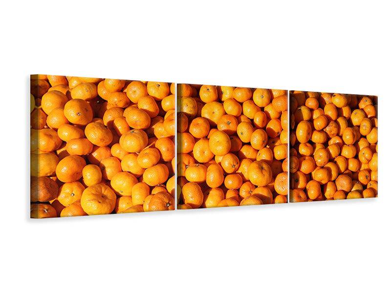 Panoramic 3-piece canvas picture Fresh tangerines