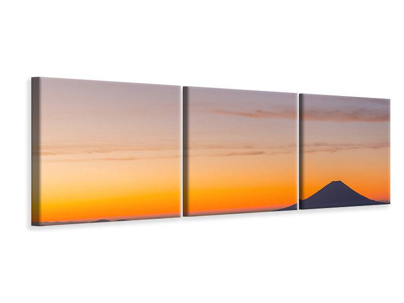 Panoramic 3-piece canvas picture Fujisan at sunset