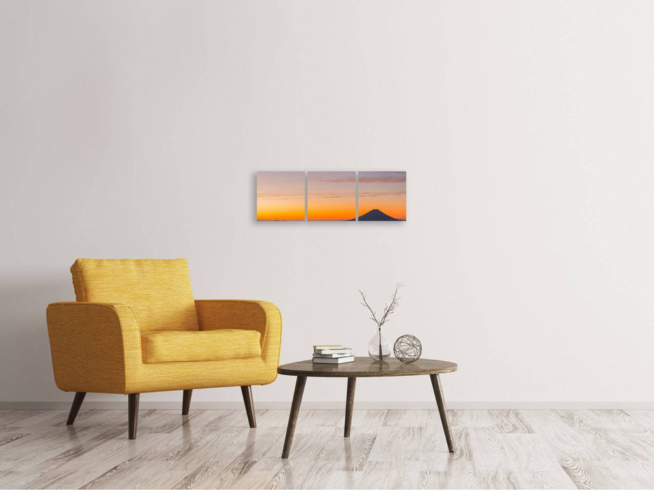 Panoramic 3-piece canvas picture Fujisan at sunset