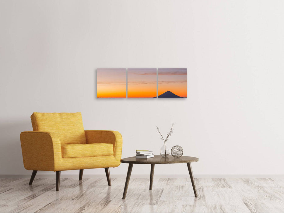 Panoramic 3-piece canvas picture Fujisan at sunset