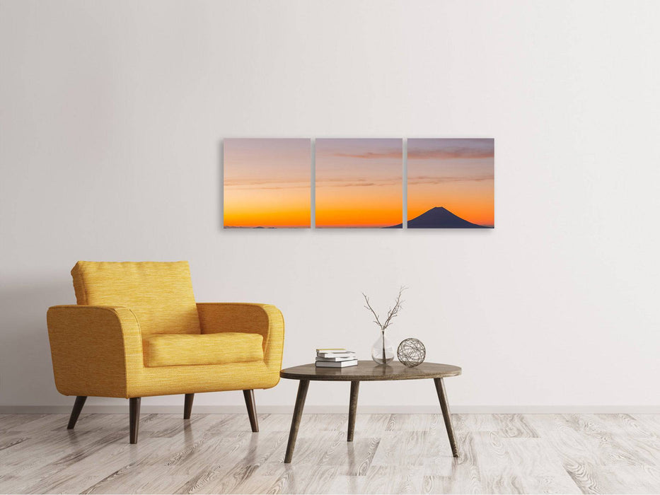 Panoramic 3-piece canvas picture Fujisan at sunset