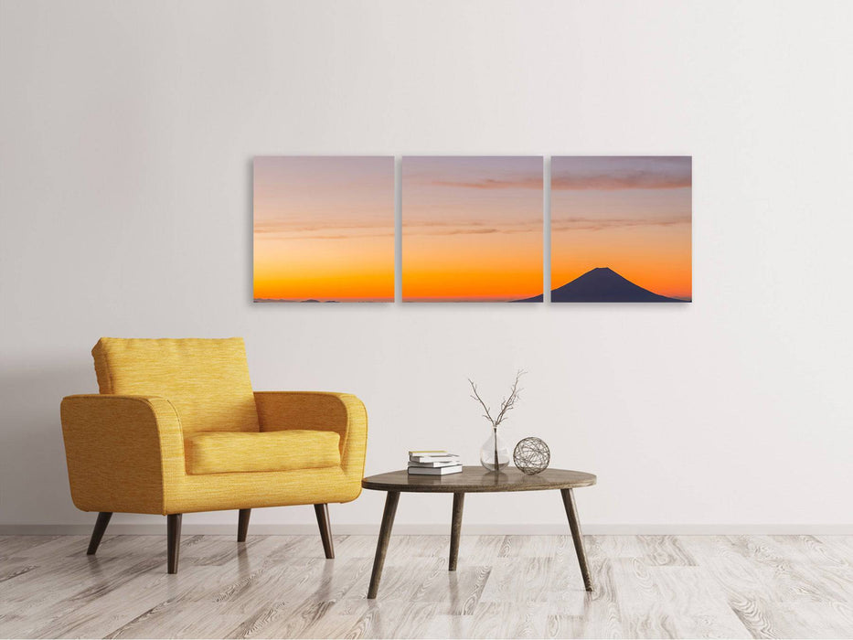 Panoramic 3-piece canvas picture Fujisan at sunset