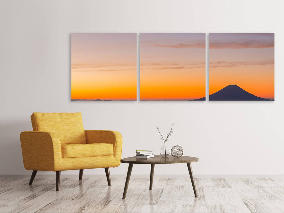 Panoramic 3-piece canvas picture Fujisan at sunset