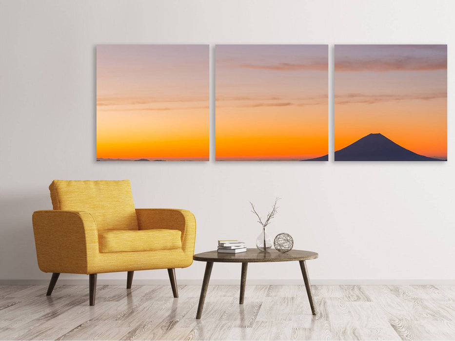 Panoramic 3-piece canvas picture Fujisan at sunset