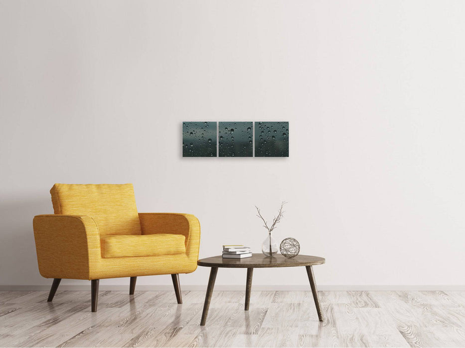 Tableau sur toile panoramique en 3 parties Gouttes d'eau brillantes