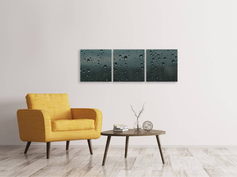 Tableau sur toile panoramique en 3 parties Gouttes d'eau brillantes