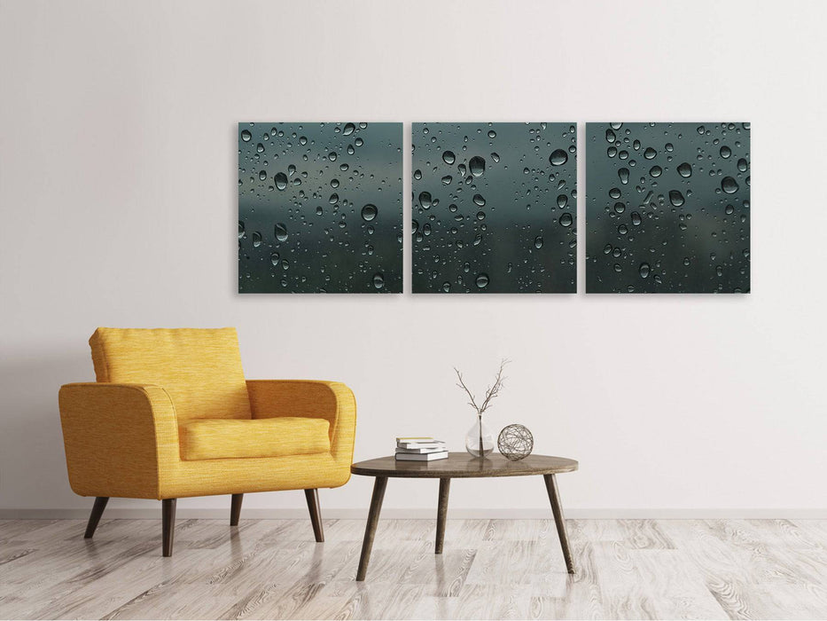 Tableau sur toile panoramique en 3 parties Gouttes d'eau brillantes