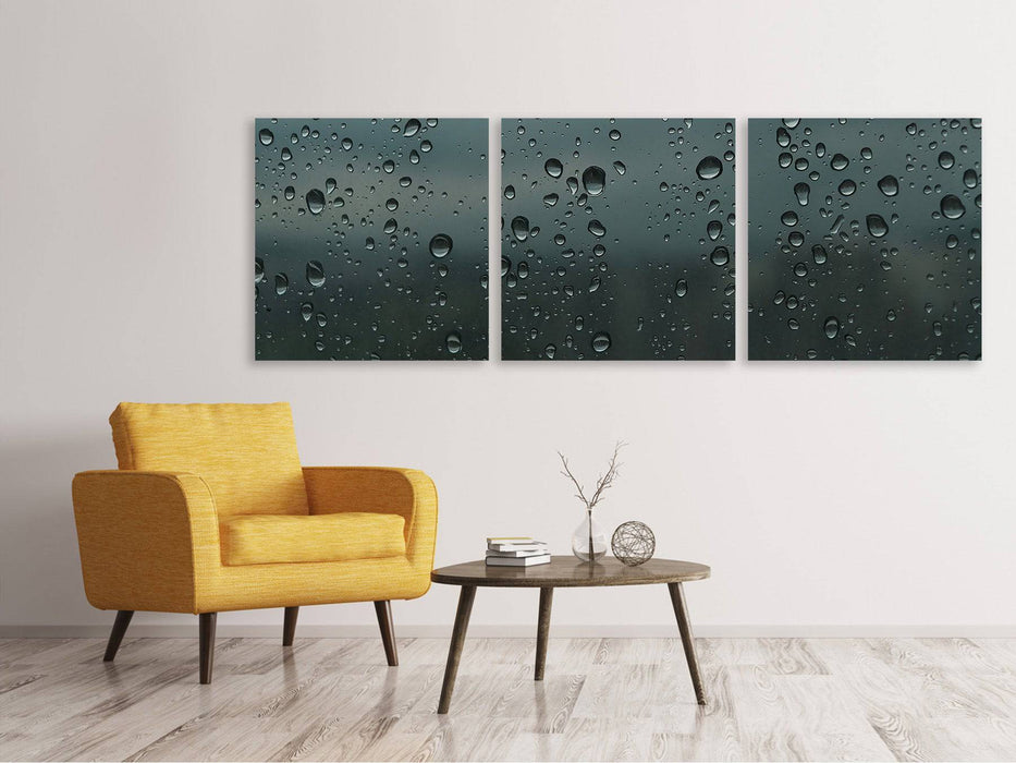 Tableau sur toile panoramique en 3 parties Gouttes d'eau brillantes