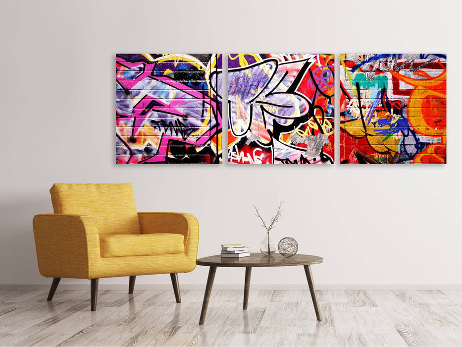 Panorama Leinwandbild 3-teilig Graffiti Kunst