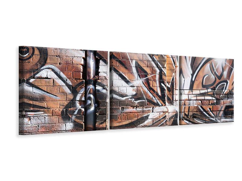 Panoramic 3-piece canvas picture Graffiti wall