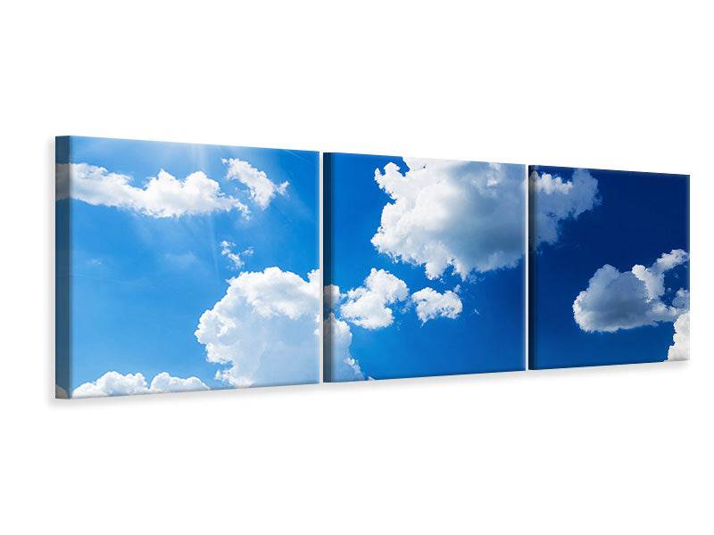 Panoramic 3-piece canvas picture sky blue