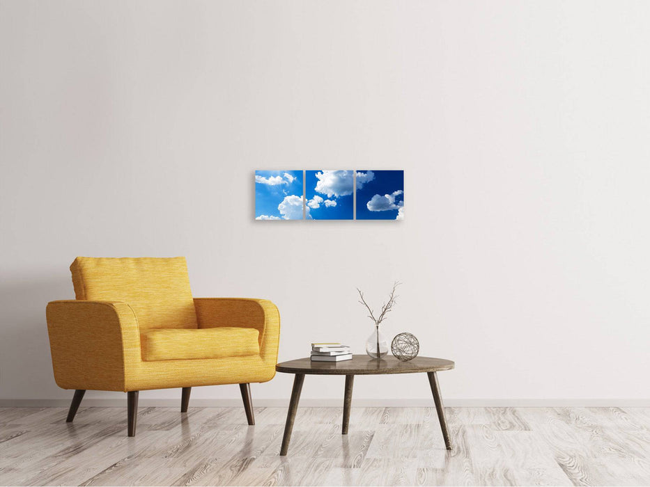 Panoramic 3-piece canvas picture sky blue