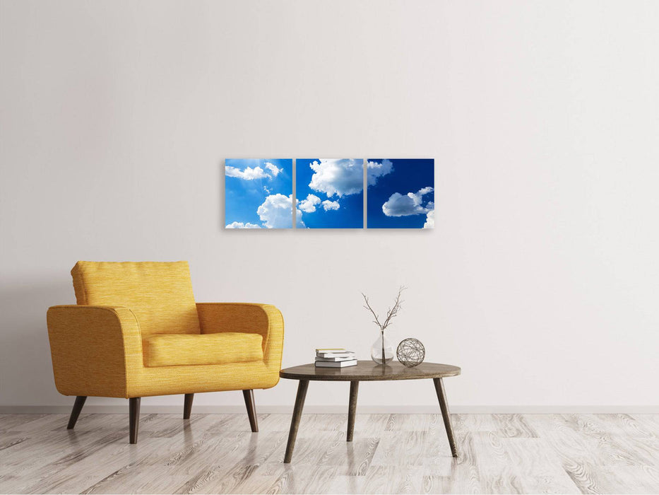 Panoramic 3-piece canvas picture sky blue